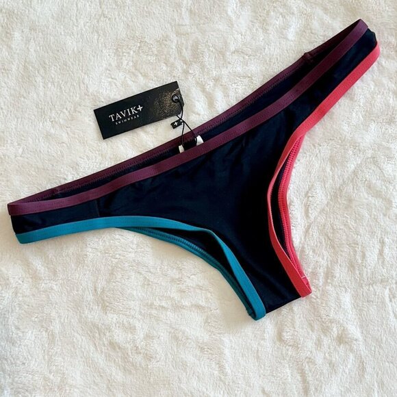 NWT Tavik Jayden Black Color Blocked Bikini Bottom  - Large - Picture 2 of 6